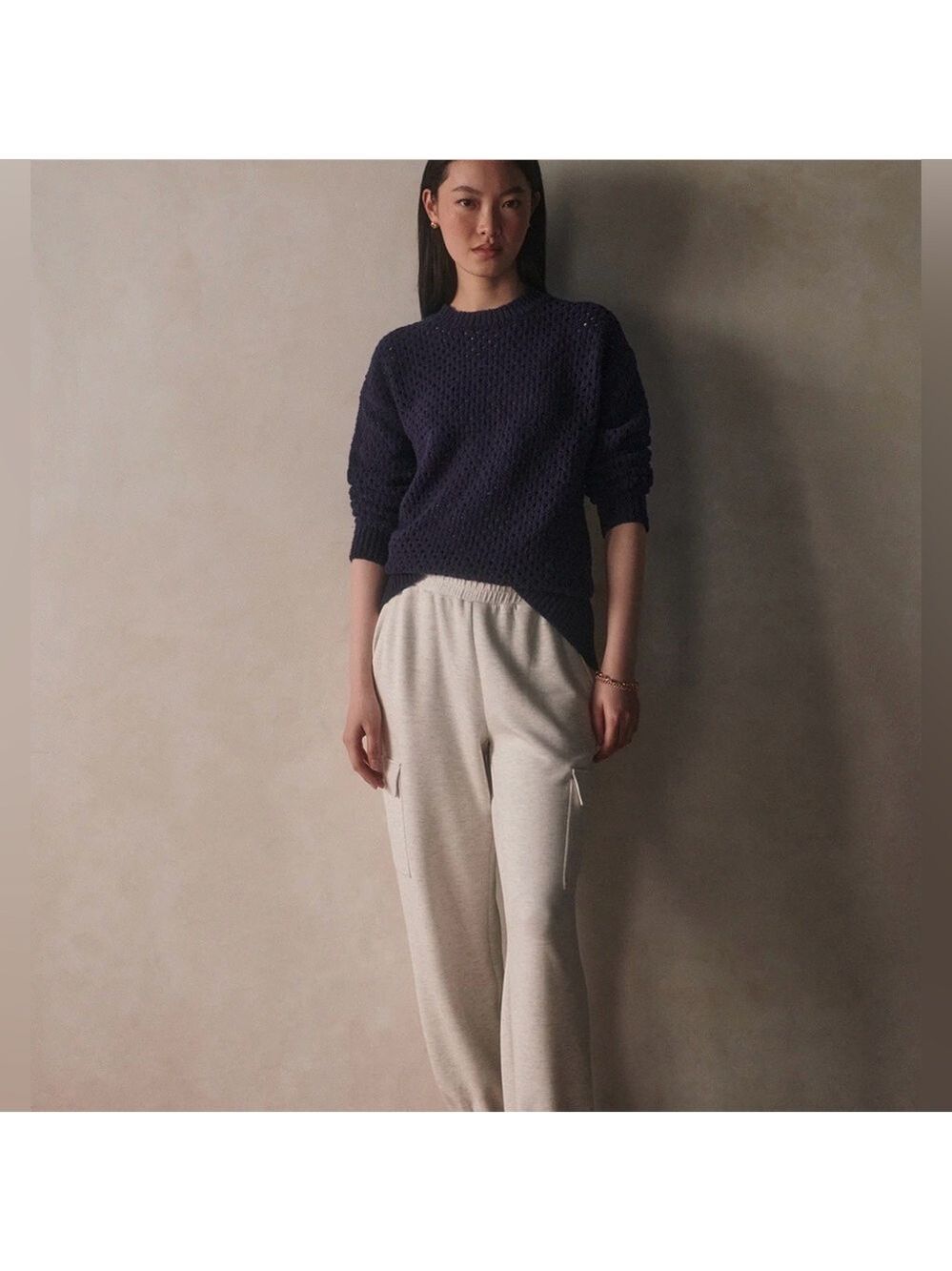 VARLEY Grady Boucle Blue Knit Sweater